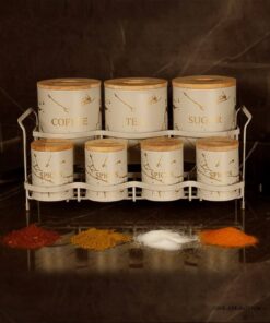 ست پاسماوری استند دار فلزی 15 تکه BVK طرح Marble سفید