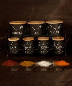 ست پاسماوری استند دار فلزی 15 تکه BVK طرح Marble مشکی سفید