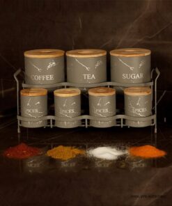 پاسماوری استند دار فلزی 15 تکه BVK طرح Marble طوسی نقره ای