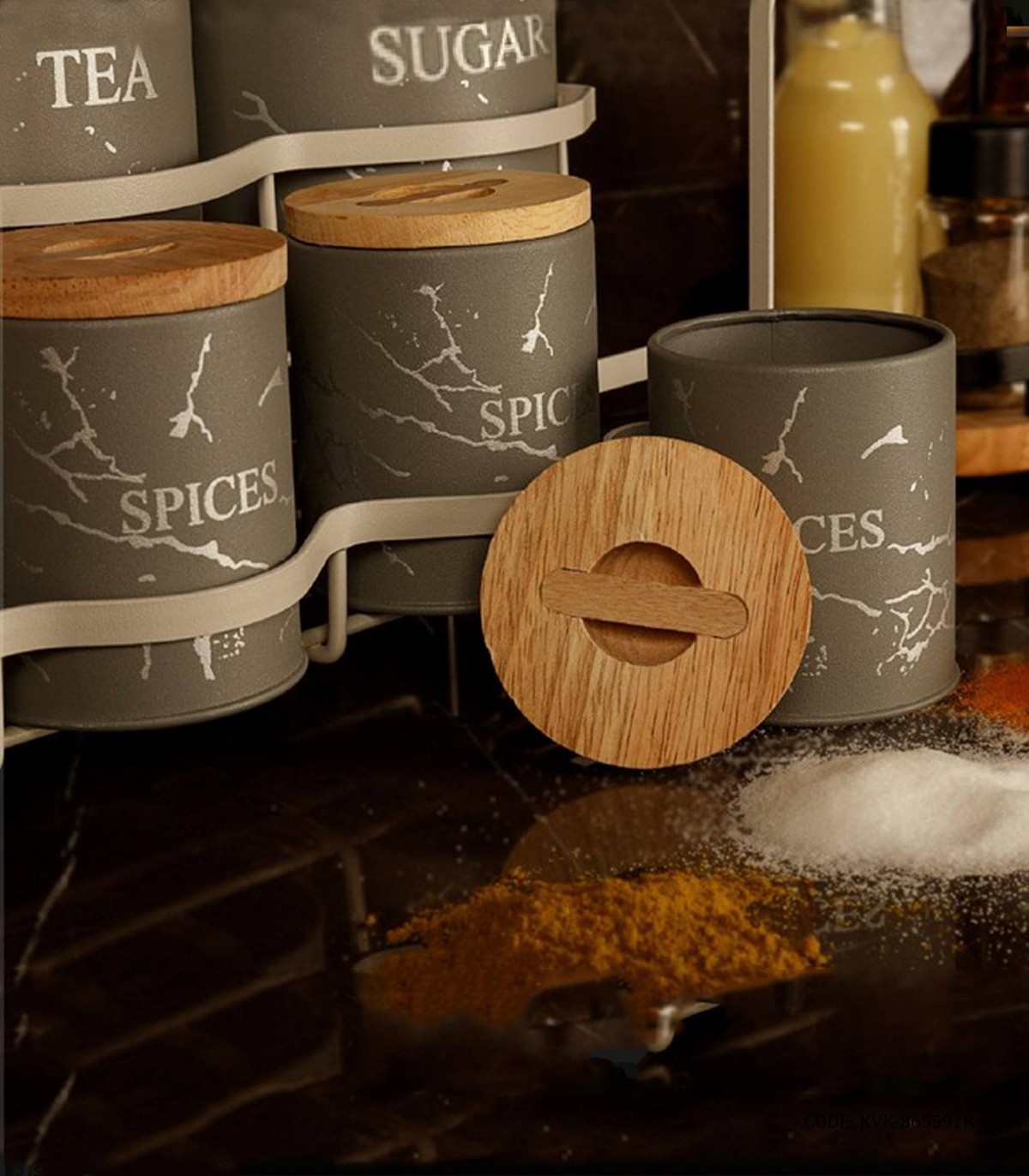 پاسماوری استند دار فلزی 15 تکه BVK طرح Marble طوسی نقره ای