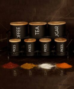 ست پاسماوری و جای ادویه استند دار فلزی 15 تکه طرح SMART مشکی