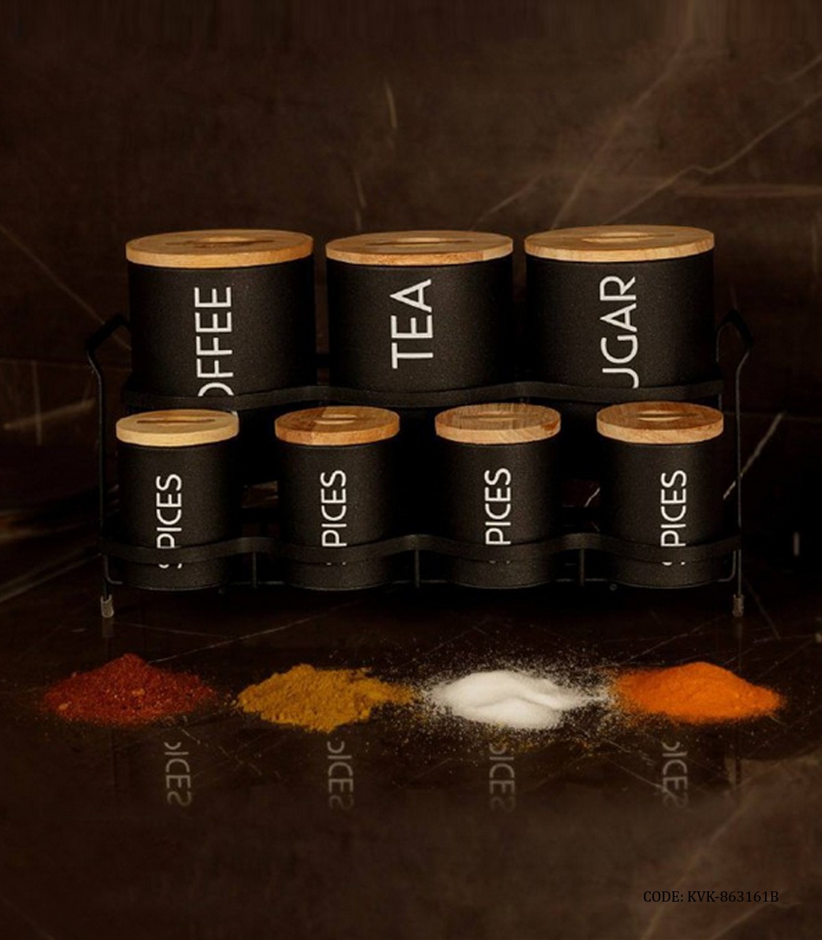 ست پاسماوری و جای ادویه استند دار فلزی 15 تکه طرح SMART مشکی