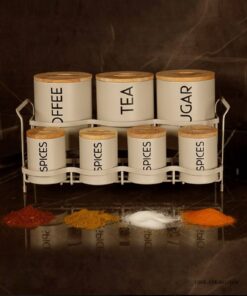 ست پاسماوری و جای ادویه استند دار فلزی 15 تکه طرح SMART سفید