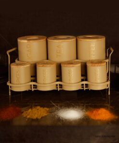 ست پاسماوری و جای ادویه استند دار فلزی 15 تکه طرح SMART کرم