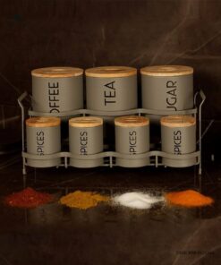 ست پاسماوری و جای ادویه استند دار فلزی 15 تکه طرح SMART طوسی