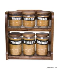 ست پاسماوری و جای ادویه استند دار چوبی 13 پارچه