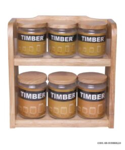 ست پاسماوری و جای ادویه استند دار چوبی 13 پارچه قهوه ای روشن