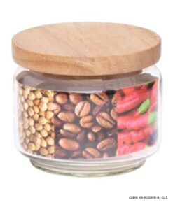 بانکه شیشه ای درب چوبی 325 میل