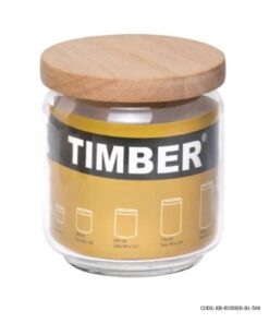 بانکه حبوبات شیشه ای درب چوبی 500 میل