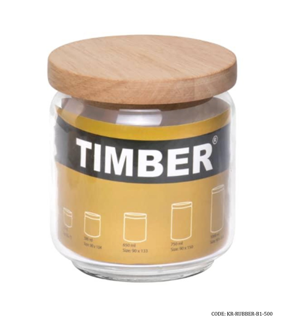 بانکه حبوبات شیشه ای درب چوبی 500 میل