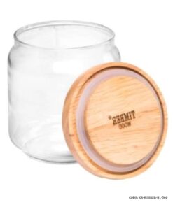 بانکه حبوبات شیشه ای درب چوبی 500 میل