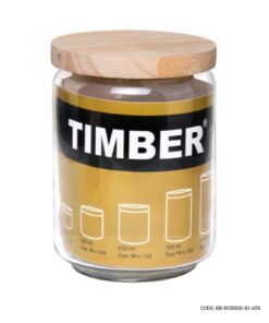 بانکه حبوبات شیشه ای درب چوبی 650 میل