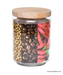 بانکه حبوبات شیشه ای درب چوبی 650 میل