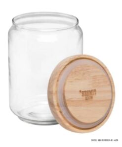 بانکه حبوبات شیشه ای درب چوبی 650 میل