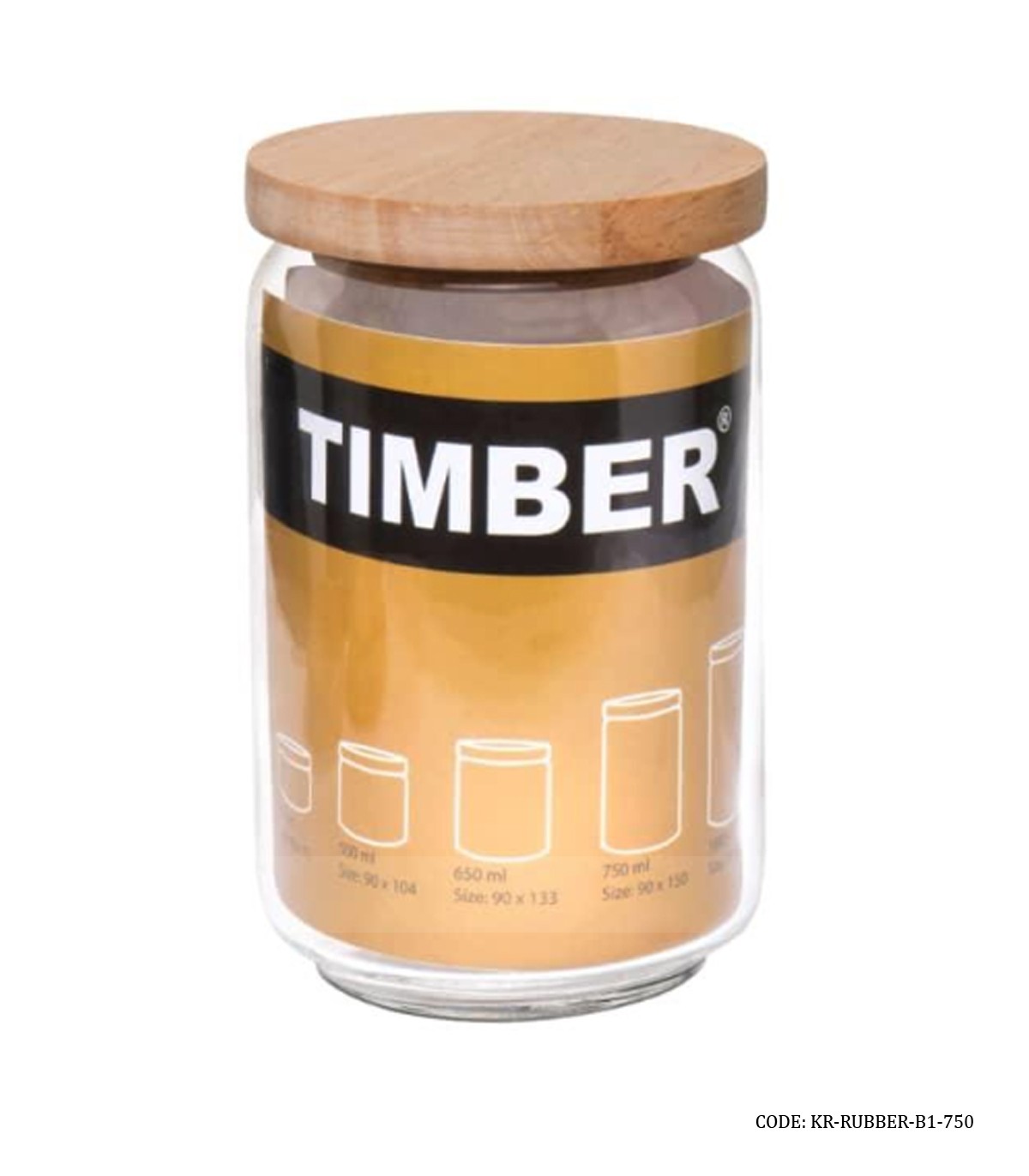 بانکه شیشه ای درب چوبی 750 میل