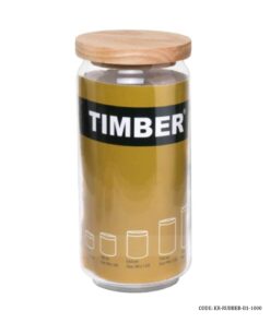 بانکه حبوبات شیشه ای درب چوبی 1000 میل