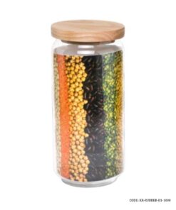 بانکه حبوبات شیشه ای درب چوبی 1000 میل