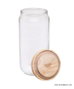 بانکه حبوبات شیشه ای درب چوبی 1000 میل