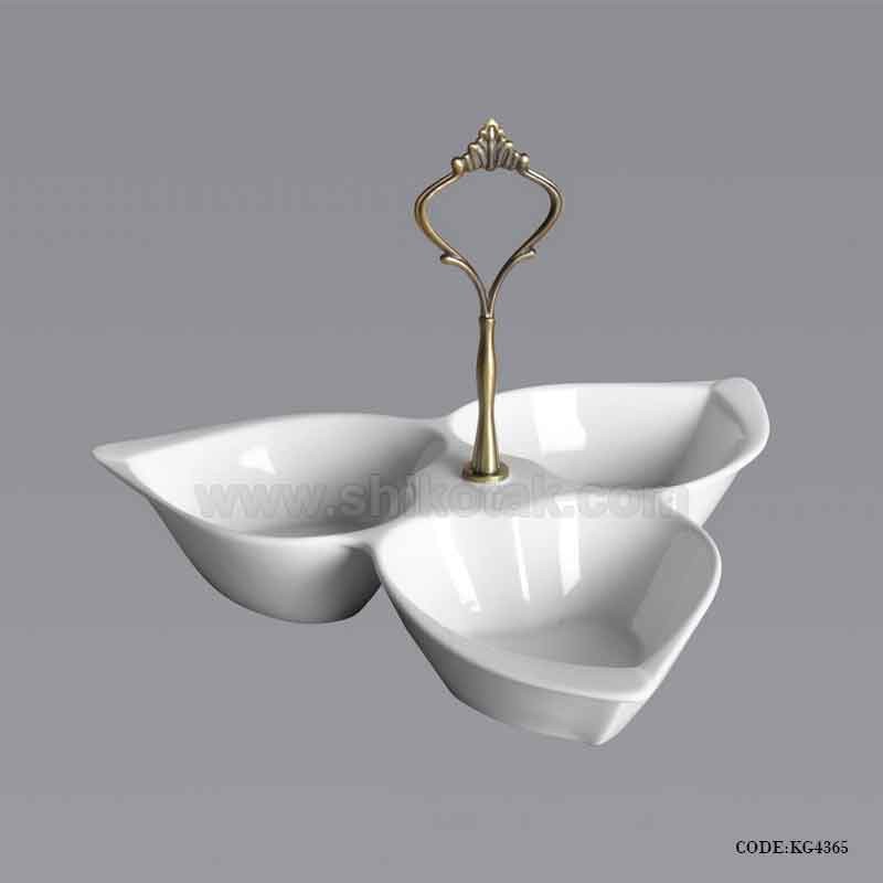 اردو خوری دسته دار سرامیکی طرح قلب 3 تایی