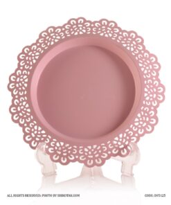 سینی شمع لبه توری طرح ایکیا رنگ صورتی