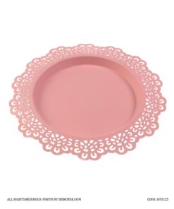 سینی شمع لبه توری طرح ایکیا رنگ صورتی