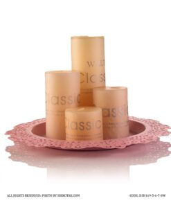 سینی شمع لبه توری طرح ایکیا رنگ صورتی