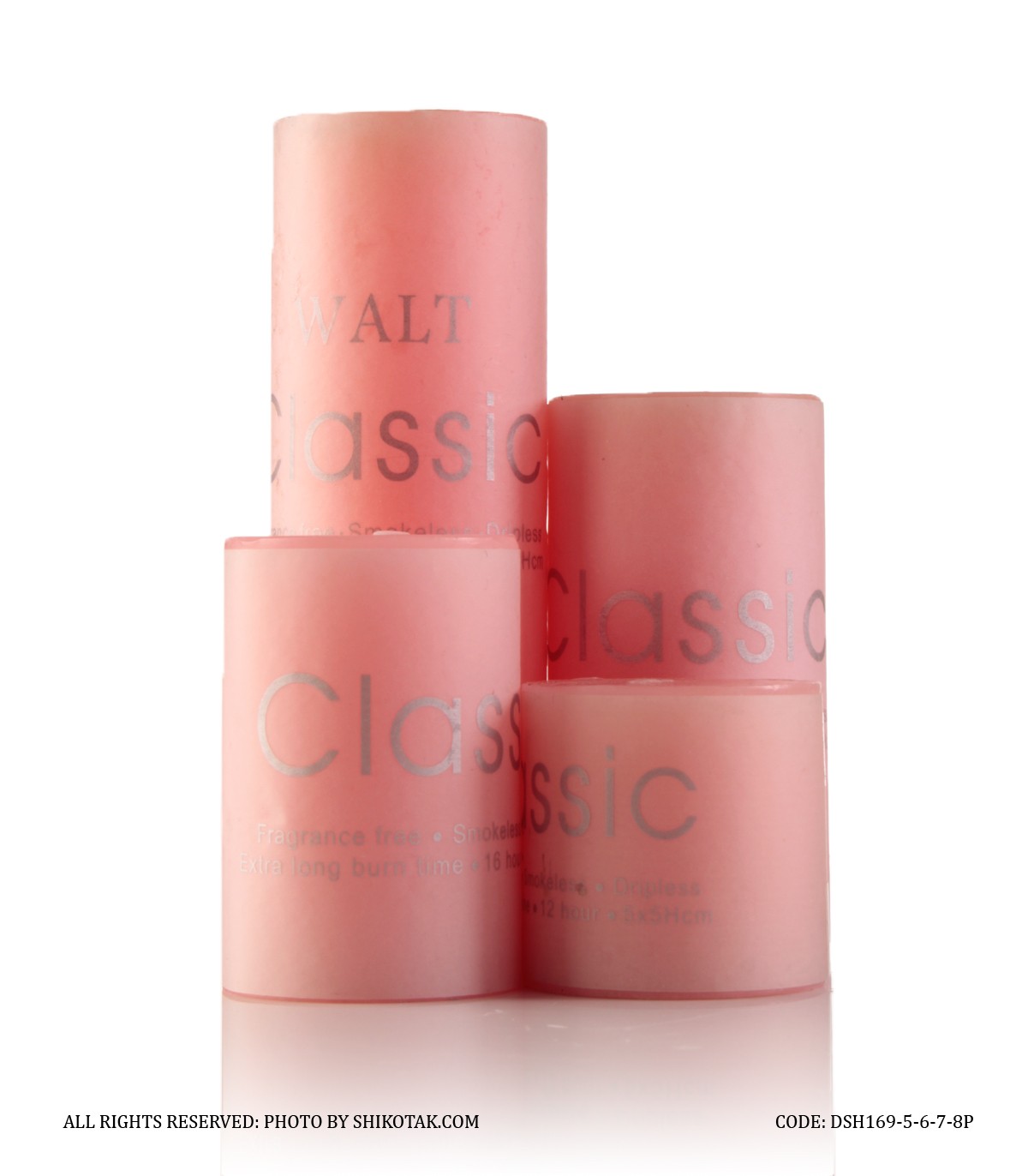 شمع استوانه ای 4 عددی قطر 5 سانت رنگ صورتی