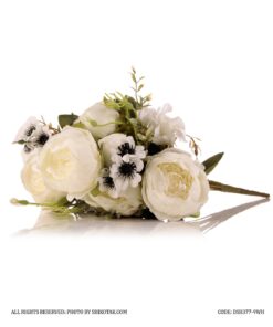 دسته گل مصنوعی رز شیری مدل 377-9