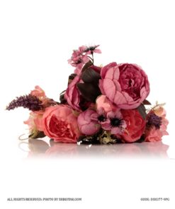 دسته گل مصنوعی رز صورتی و گلبهی مدل 377-9