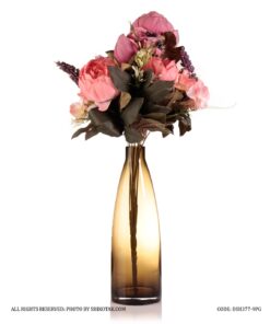 دسته گل مصنوعی رز صورتی و گلبهی مدل 377-9