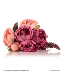 دسته گل مصنوعی رز هلندی سفید صورتی مدل 377-7