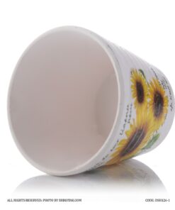 گلدان گل سفالی طرح گل آفتابگردان