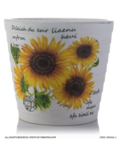 گلدان گل سفالی طرح گل آفتابگردان