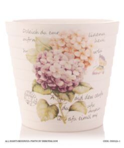 گلدان گل سفالی طرح گل ادریسی