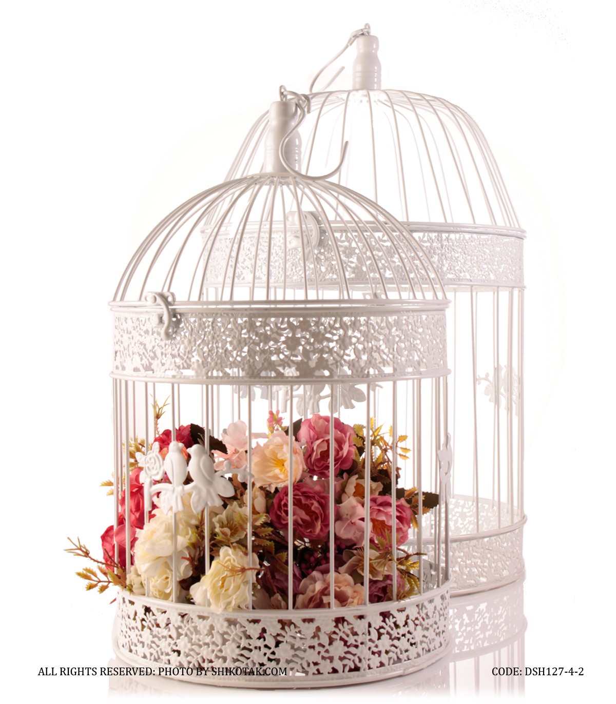 قفس تزئینی گرد طرح پرنده دو سایز بزرگ