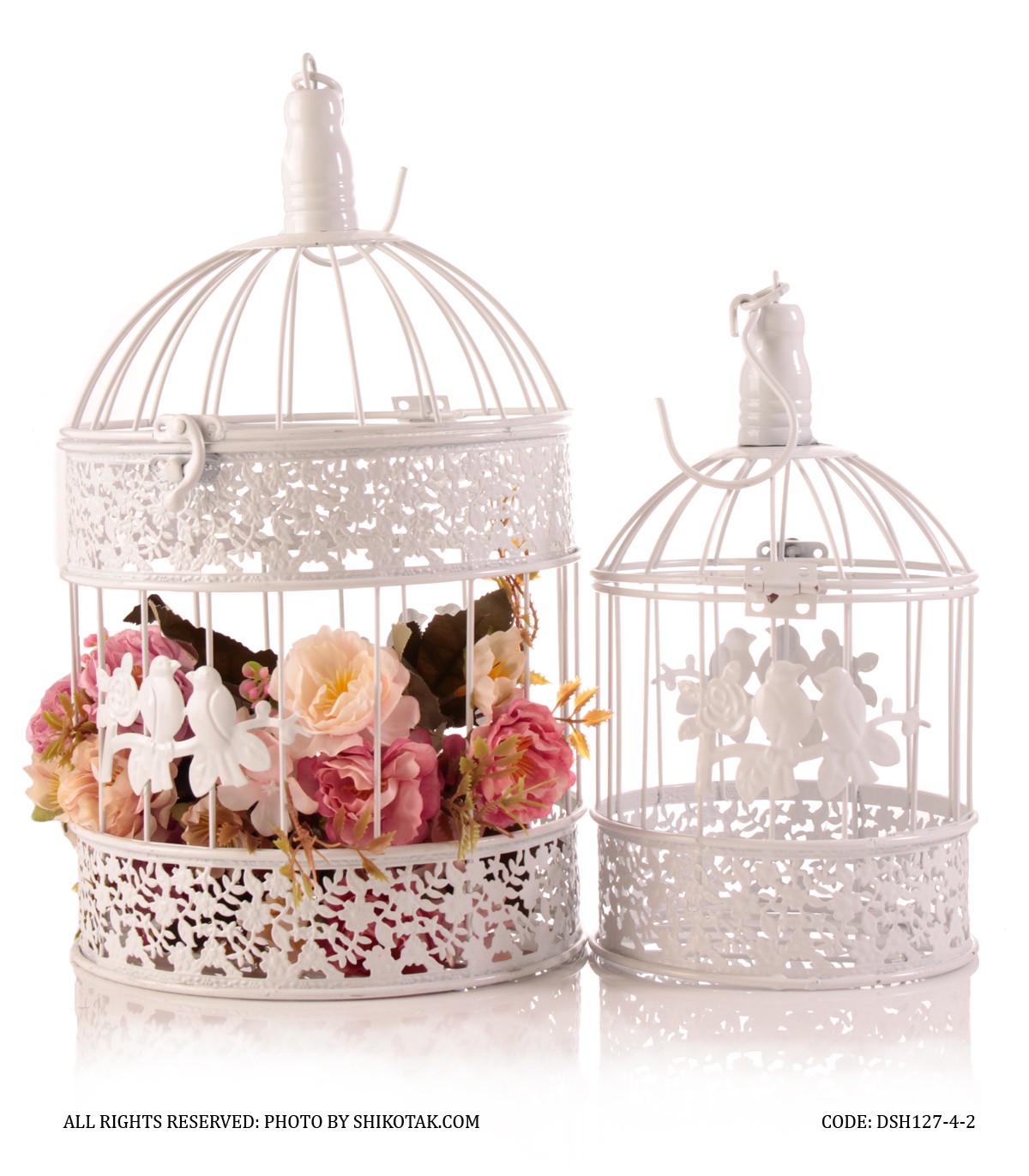 قفس تزئینی گرد طرح پرنده دو سایز کوچک