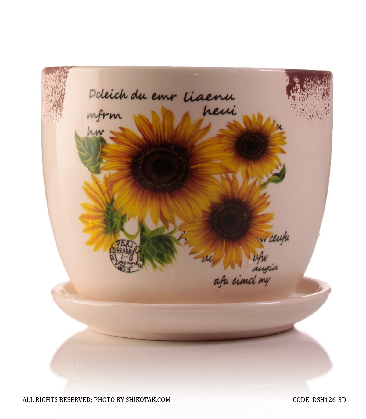 گلدان گل سرامیکی طرح گل آفتابگردان