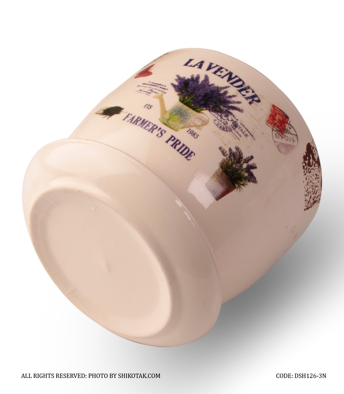 گلدان سرامیکی مدل لاوندر لبه طرح دار