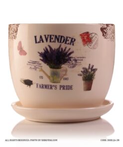 گلدان سرامیکی مدل لاوندر لبه طرح دار