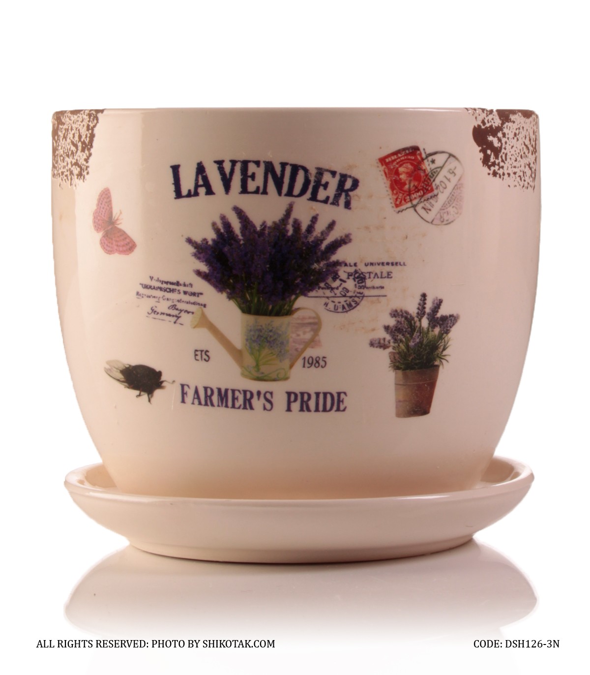 گلدان سرامیکی مدل لاوندر لبه طرح دار