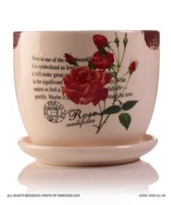 گلدان سرامیکی مدل گل سرخ لبه طرح دار