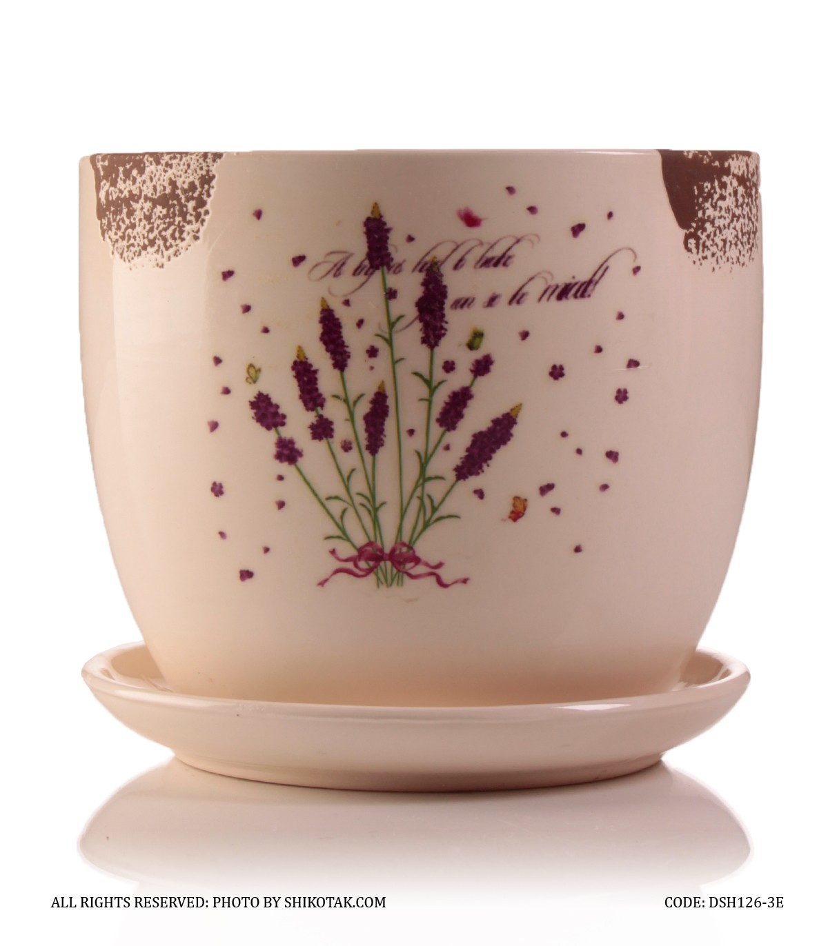 گلدان سرامیکی گل طبیعی طرح Lavender