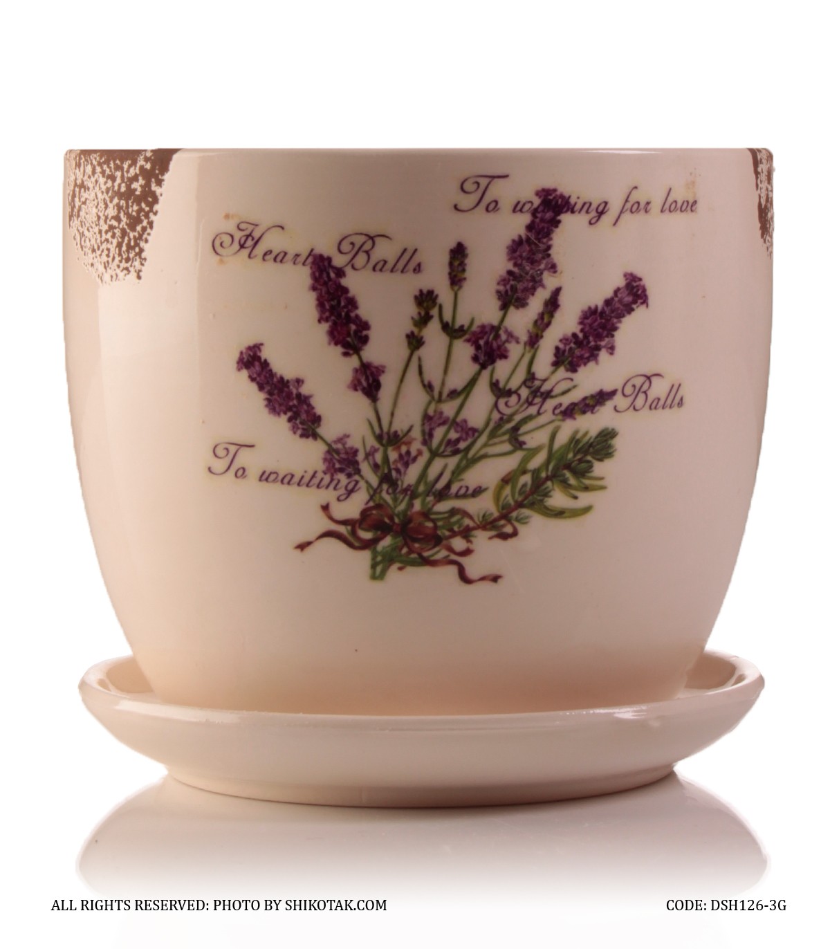 گلدان سرامیکی گل طبیعی طرح For Love