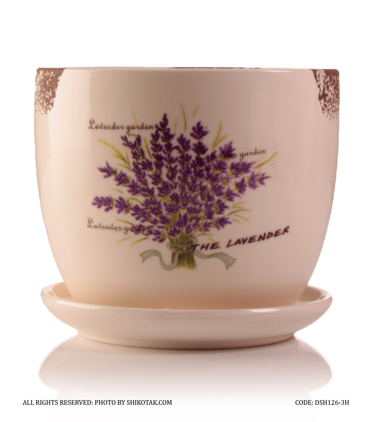 گلدان سرامیکی گل طبیعی طرح دسته گل لوندر