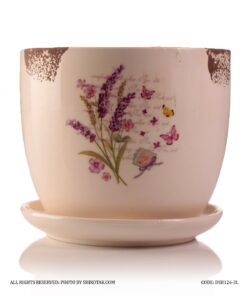 گلدان و زیر گلدانی سرامیکی طرح Lavendr Love Letter