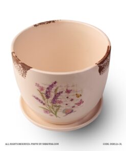 گلدان و زیر گلدانی سرامیکی طرح Lavendr Love Letter