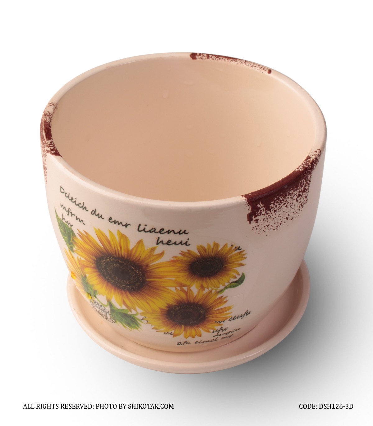 گلدان گل سرامیکی طرح گل آفتابگردان