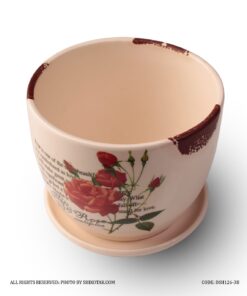 گلدان سرامیکی مدل گل سرخ لبه طرح دار