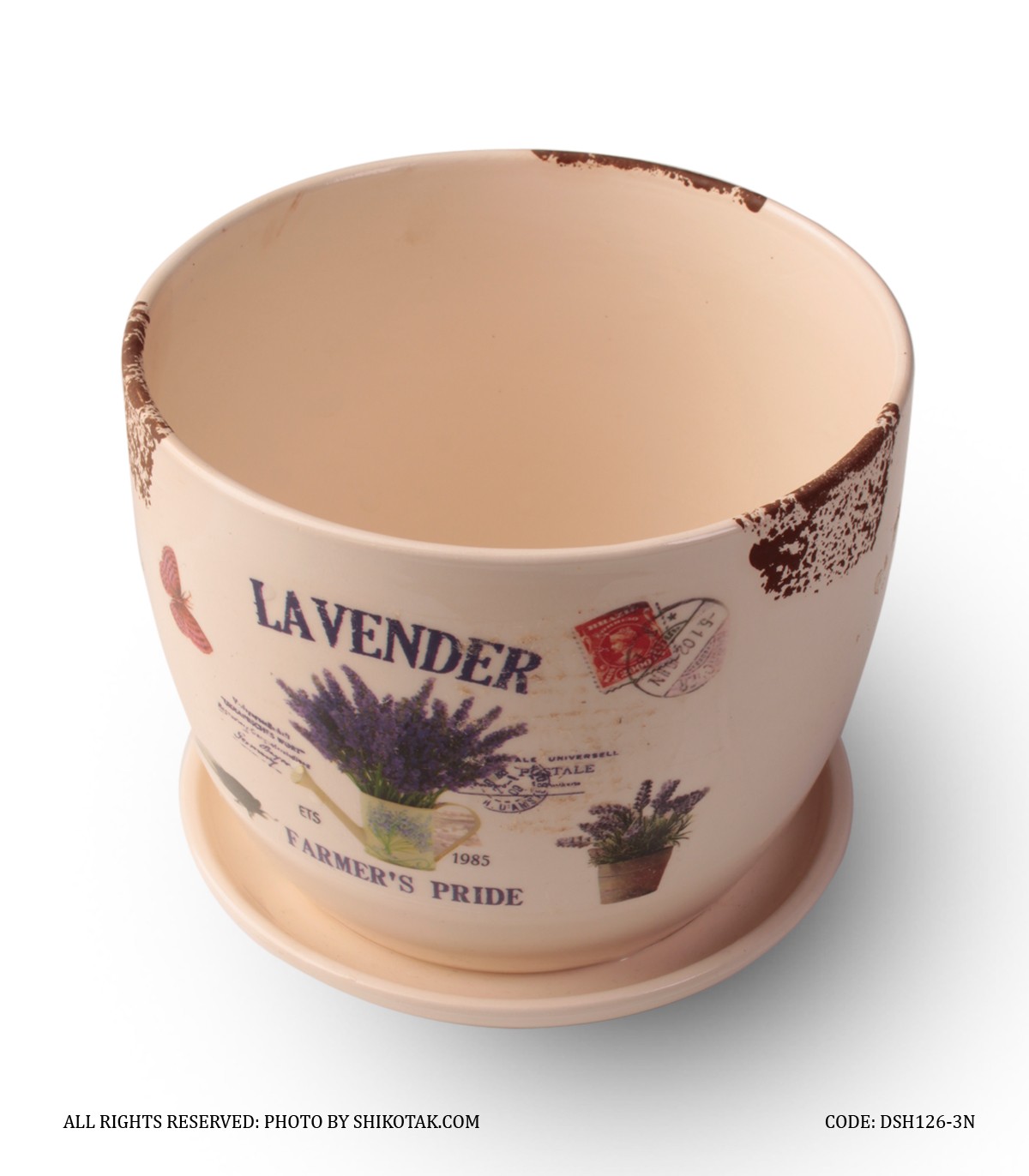 گلدان سرامیکی مدل لاوندر لبه طرح دار