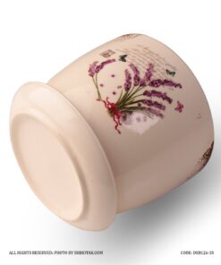 گلدان و زیر گلدانی سرامیکی طرح دسته گل